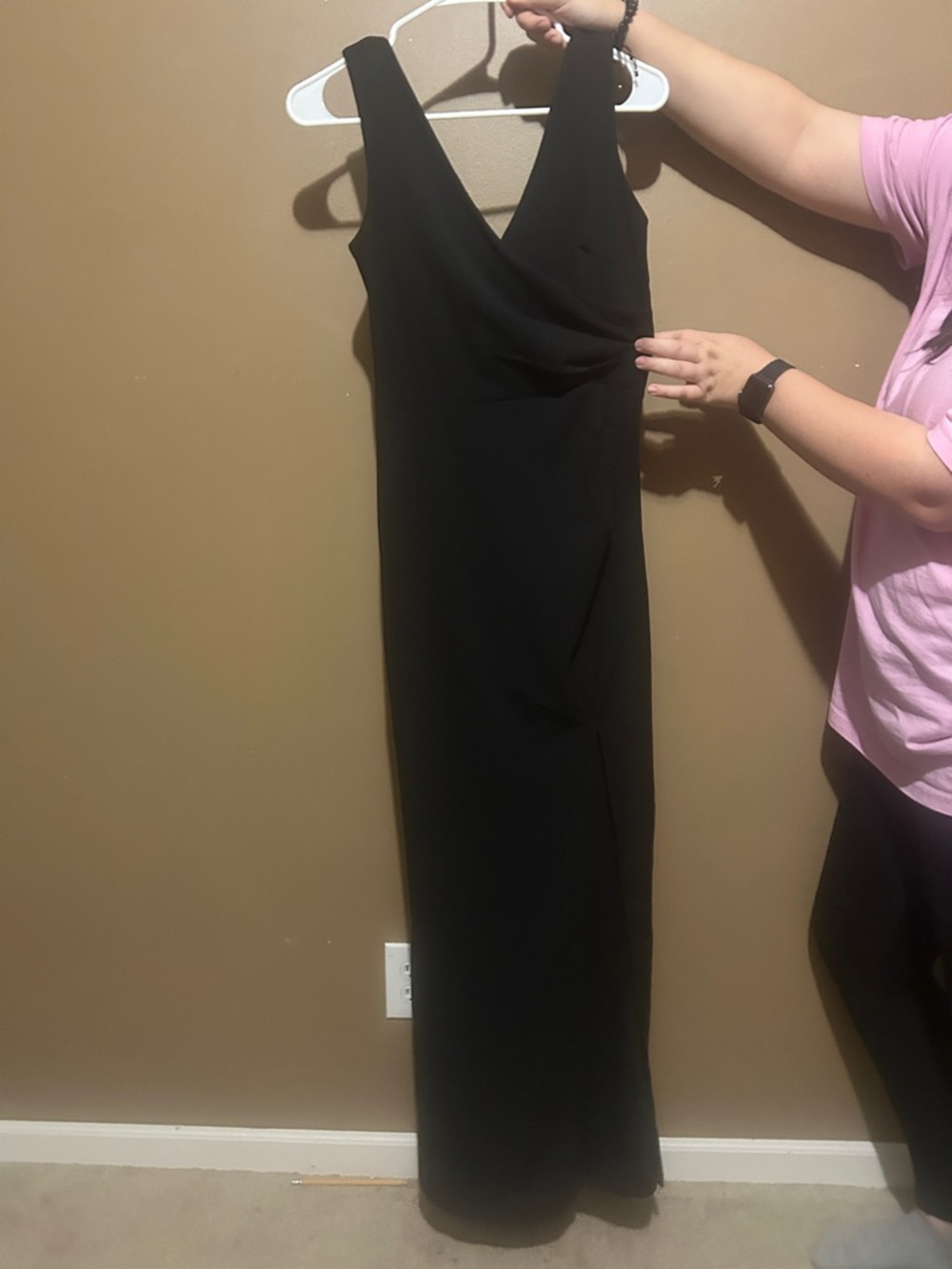 Sleeveless Black V-Neck Evening Gown